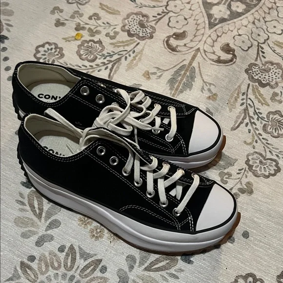 Converse Low Top Canvas Sneakers in Black & White - Picture 2 of 7